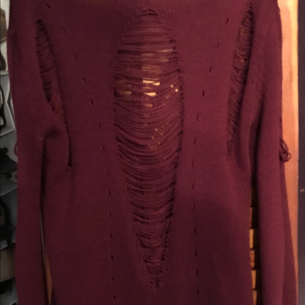 Maroon ripped sweater